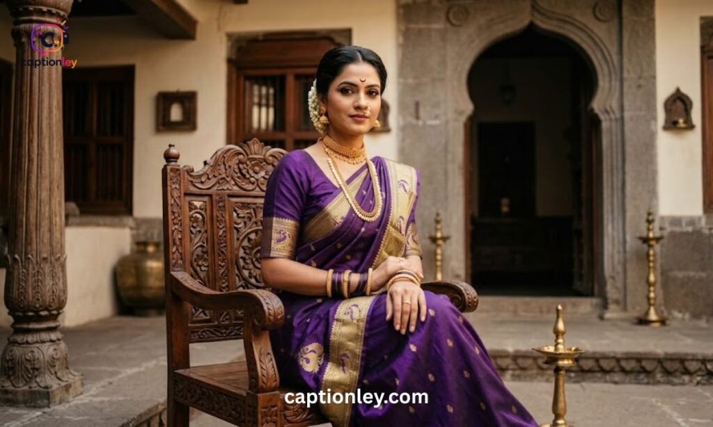 Royal Nauvari Saree Caption for Instagram in Marathi