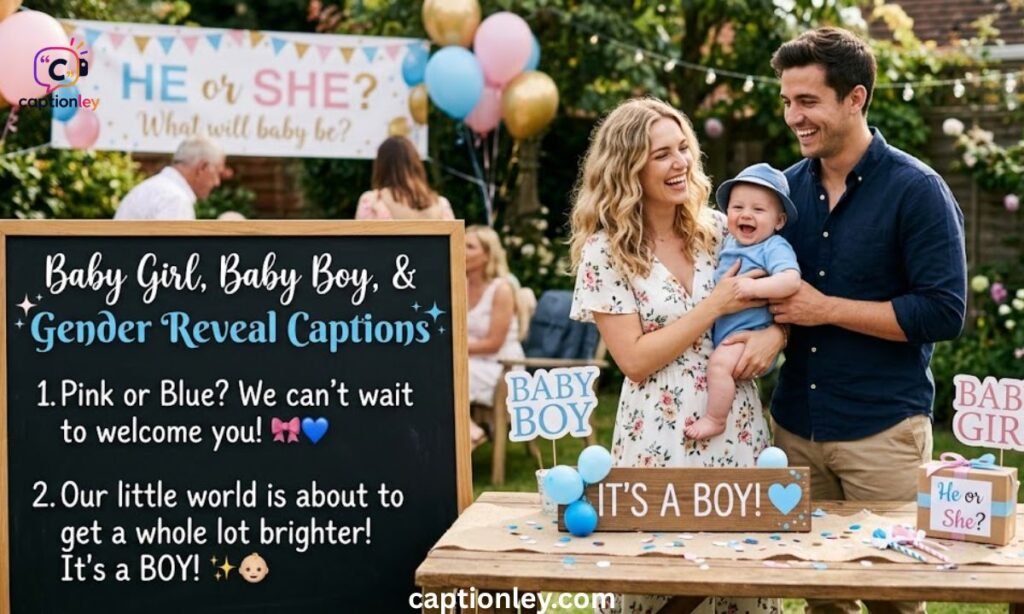 Baby Girl, Baby Boy, and Gender Reveal Captions